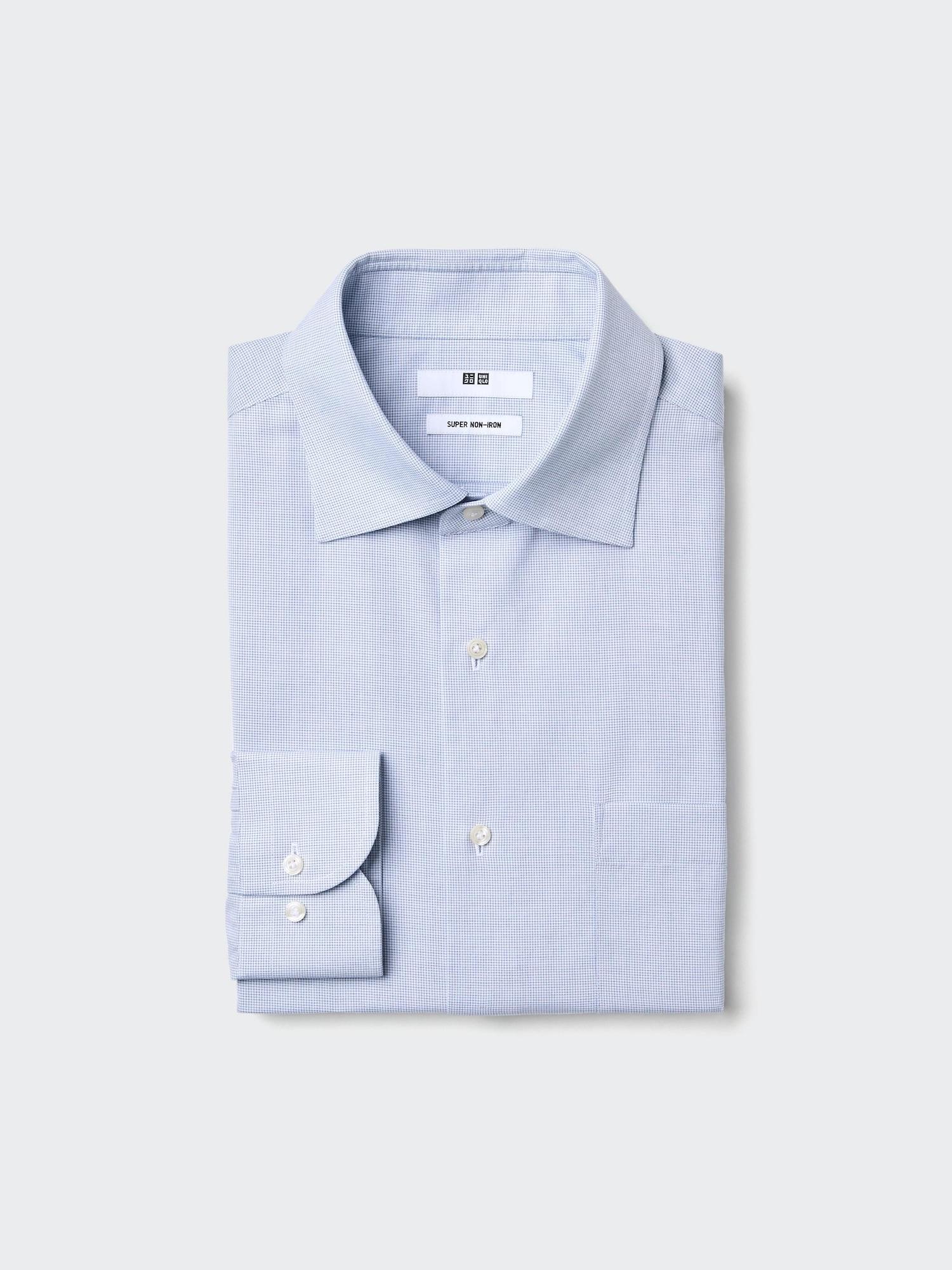 

Рубашка Uniqlo Super Non Iron с длинным рукавом, полушироким воротником, в клетку 64 BLUE/MEN L