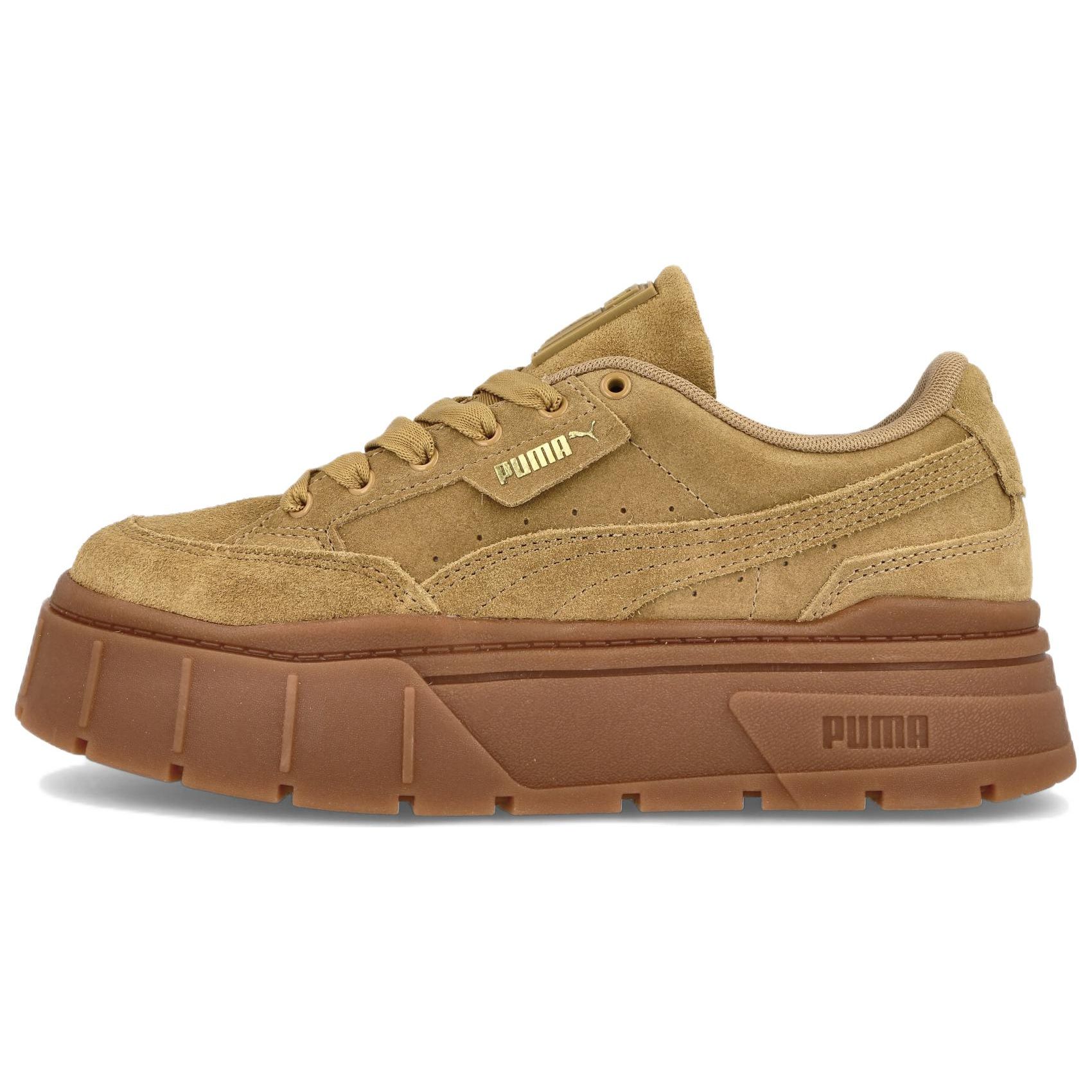 

Puma Mayze Stack Suede Brown Gold Women Sneakers 383983-03 35.5