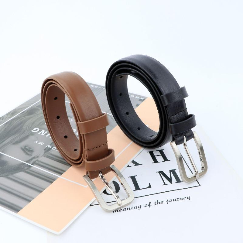 Genuine leather pin buckle women's belt - unisex, durable, top grain cowhide waist belt