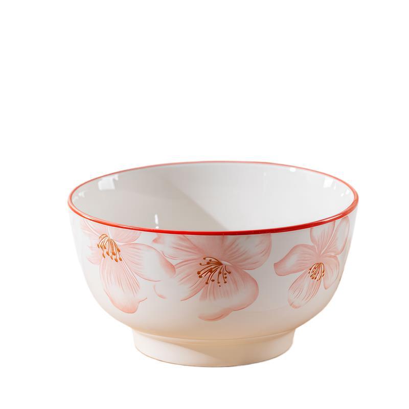 Peace and Joy 10-Piece Glazed Ceramic Rice and Noodle Bowl Set, 5-Inch