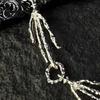 Chain Necklace Women Red Rhinestone Heart Pendant Skeleton Hand Shape