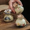 Ceramic Toothpick Holder Mini Home Hotel Retro Cotton Swab Storage Jar Small Vases Toothpick Dispenser Box Home Dinner Desktop