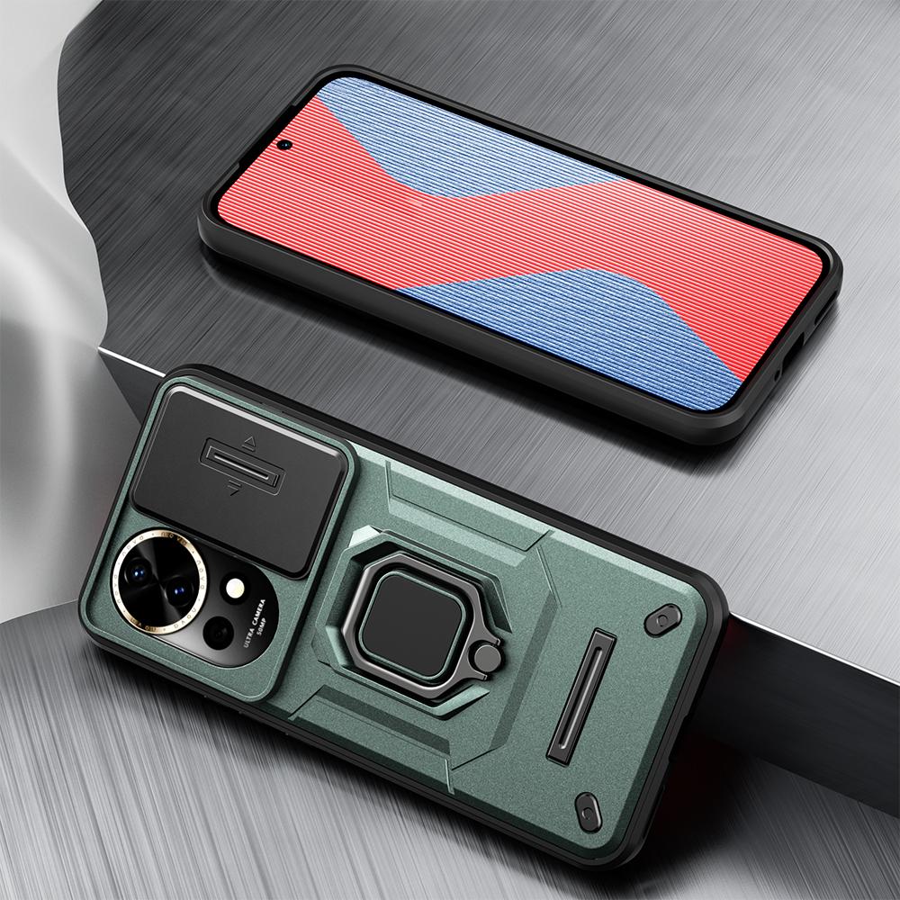 

Противоударный чехол KEYSION для Huawei nova 13 Pro, защитное кольцо для объектива камеры, подставка, задняя крышка для телефона Huawei nova13 13 Pro for Huawei nova 13 зелёный