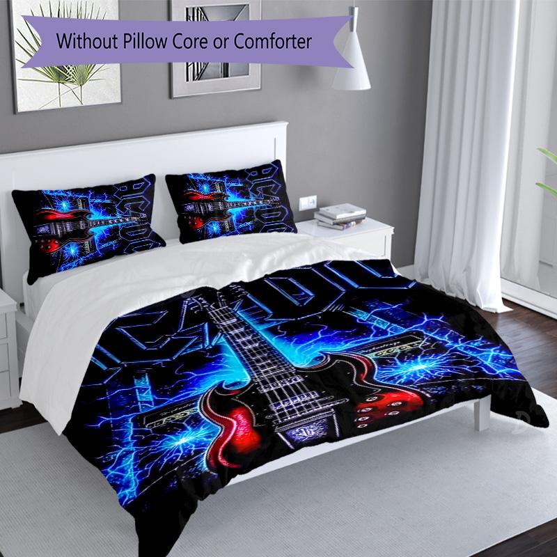 3pcs ACDC3 pattern bedding set duvet cover set includes duvet cover &pillowcases, perfect all season bedroom decoration & gift