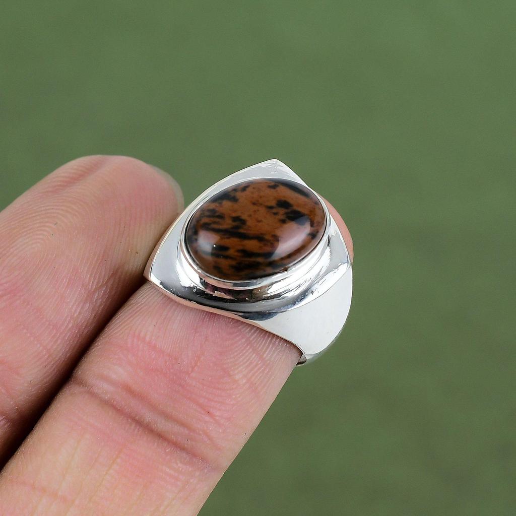 Mahogany Obsidian Ring 925 Sterling Silver Rings Stylish Jewelry Handmade Ring Top Quality Gemstone Jewelry For Gifts Available In Ring Size