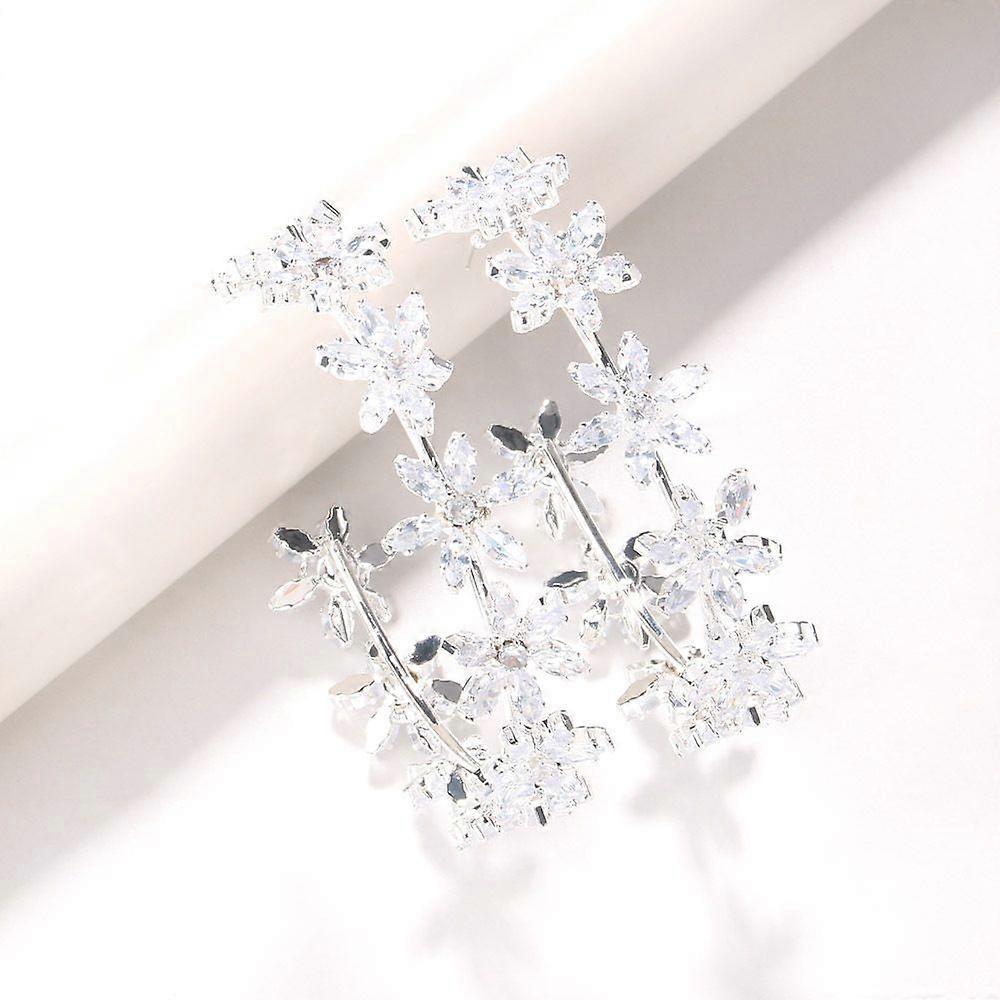 Hoop-shaped flower zircon earrings high-end dress net celebrity shiny earrings accessories ladies gold