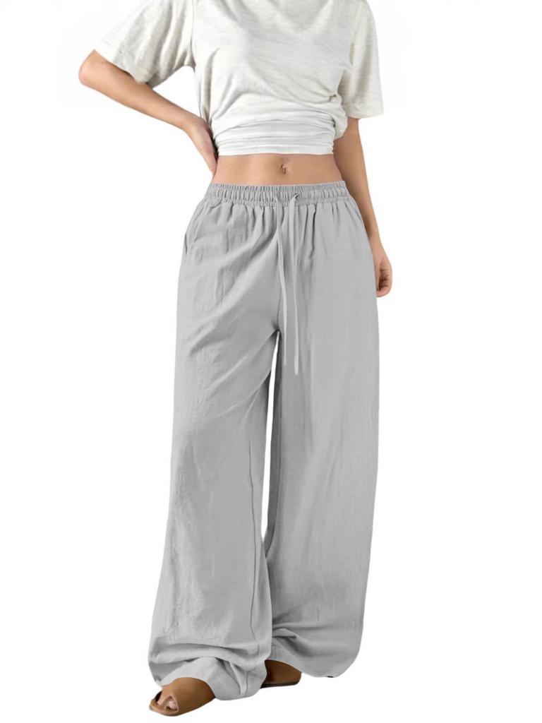 Women's High-Waist Loose Wide-Leg Drawstring Pants - Spring & Autumn