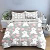 Cute Dog Floral Pattern Decor Soft Skin-Friendly Bedding Set Includes 1 Duvet Cover And 2 Pillowcase Gift