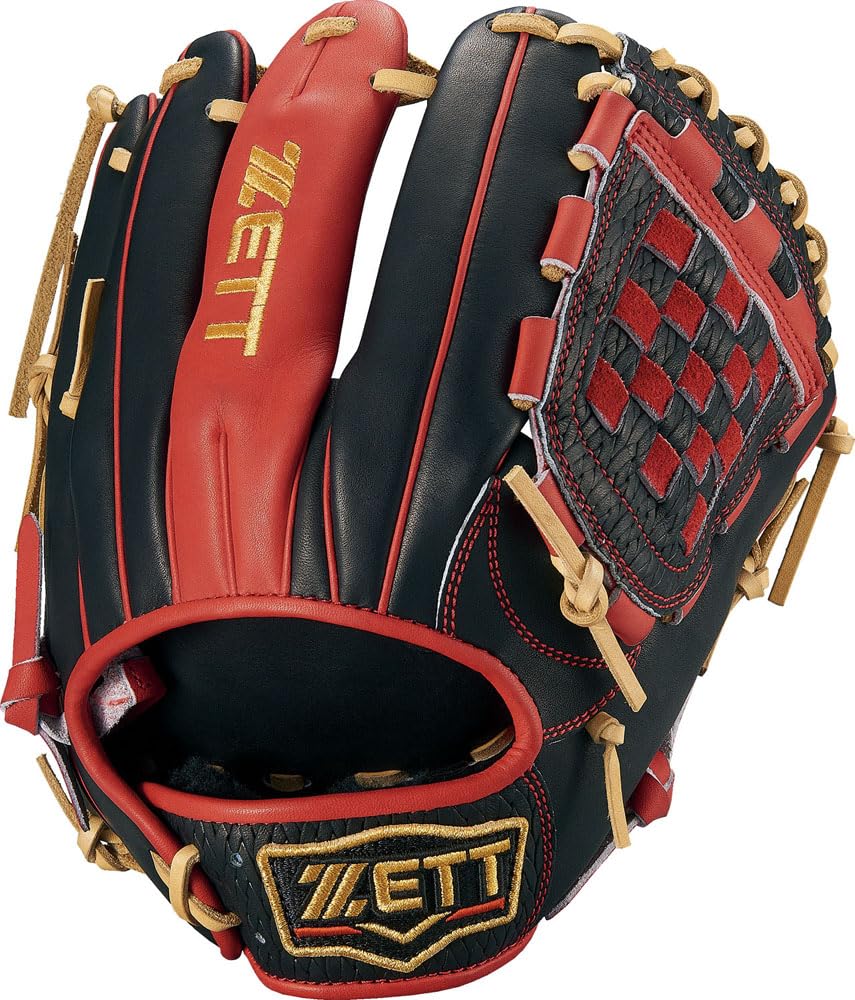 

ZETT Pro Status Soft Baseball Glove for Second and BRGB32550 Shortstop, Black/D Orange, Right-Handed Throw,