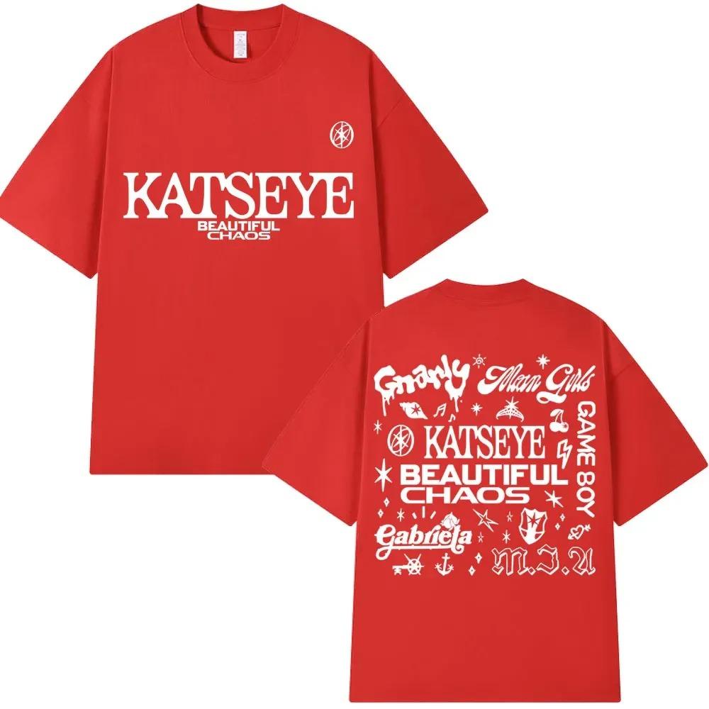 Korean Katseye Beautiful Chaos Tour T Shirt Kpop Vintage Harajuku Fashion Y2K Men Women T-shirt Cotton Loose T Shirts Fans Gifts