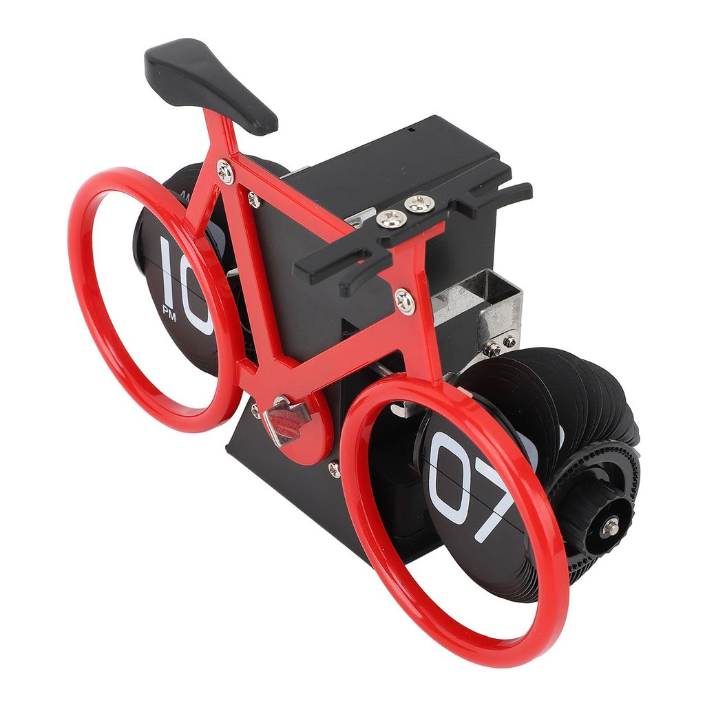 Vintage Flip Desk Clock Bike Shape Retro Mechanical Battery Powered Gear Operated Timer Reminder