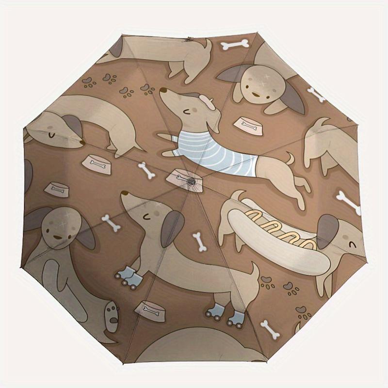 1pc Dogs Bones Automatic Folding Umbrella Portable Collapsible Design, 8-Rib Iron Frame, Durable Fabric, All-Season Casual Outdoor 153