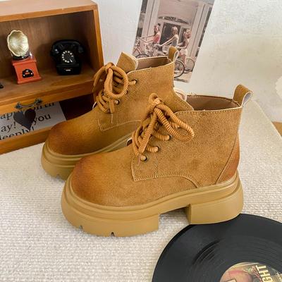 A9843 Autumn Popular Martin Boots Women's Shoes Short Rhubarb Boots 2024 New British Thick-soled Heightening Short Boots
