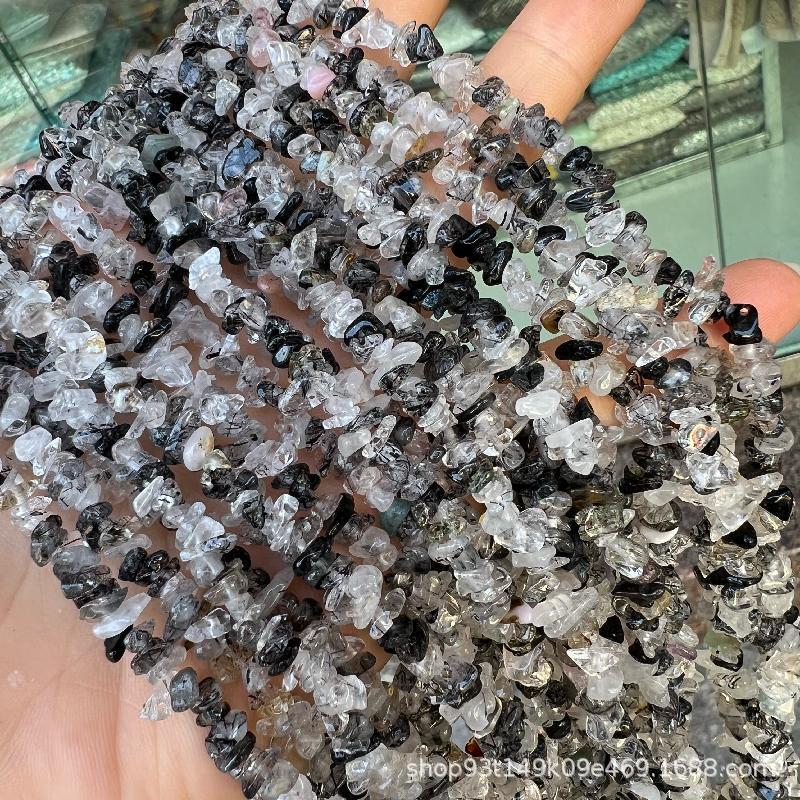 5-8MM Natural Black Rutilated Quartz Chip Beads Chain for DIY Bracelet Necklace Jewelry