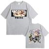 Anime Demon Slayer Uzui Tengen Double Sided Graphic Tshirt Men Women Casual Oversized Crewneck T-shirt Male Vintage Streetwear