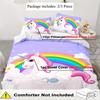 Einhorn-Thema Bettbezug-Set - 2/3-teilig, Weich Bequem Atmungsaktiv, Regenbogen Einhorn Druck Bettwäsche-Set, Fantasy Tierdruck