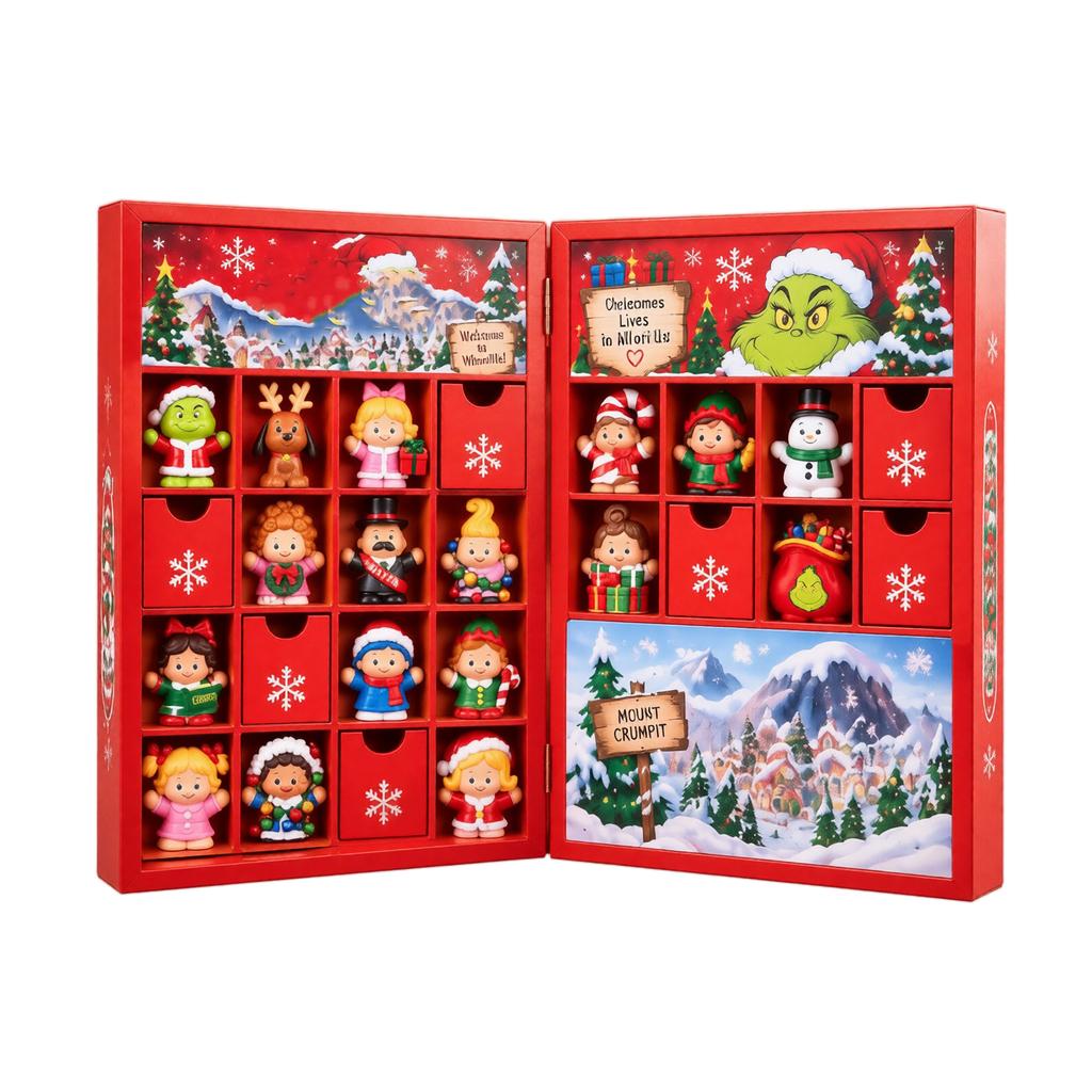 -Piece Christmas Countdown Advent Calendar Set with Figures for Holiday Decor