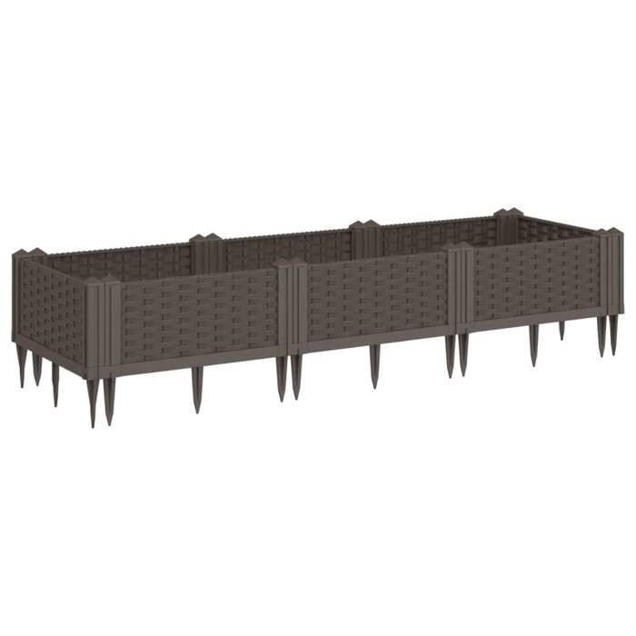 VidaXL Jardinière avec piquets marron 125x40x28,5 cm PP, bac à fleurs, support de jardinière, support de fleurs, bac à 368011