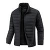 Men's Casual Thin, Form-fitting Stand-up Collar Cotton Jacket, Men's Solid-colored Long-sleeved Shirt With Cotton And Warm Zipper Jacket