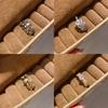 Minimalist Zircon Feather Leaf Open Ring For Elegant Ladies Wear