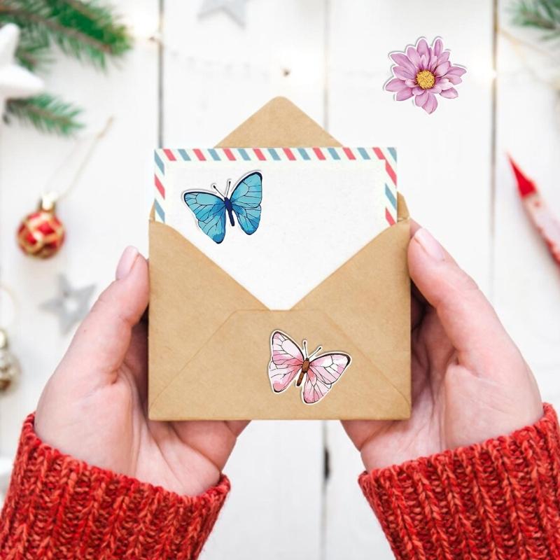 500Pcs Flower Butterfly Sticker Adhesive Decorative Sticker For Journal Album Card Making Home Decoration Packaging