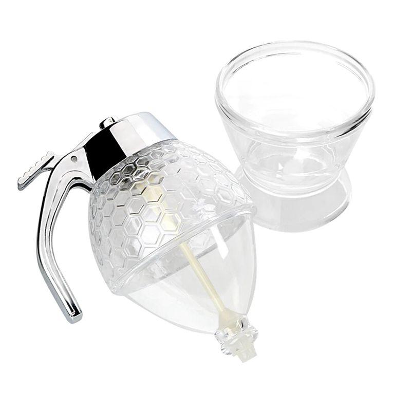 ABWR-Juice Syrup Cup Squeeze Bottle, Storage Pot Holder Bee Dripper,Kettle Honey Jar Container, Kitchen Accessories