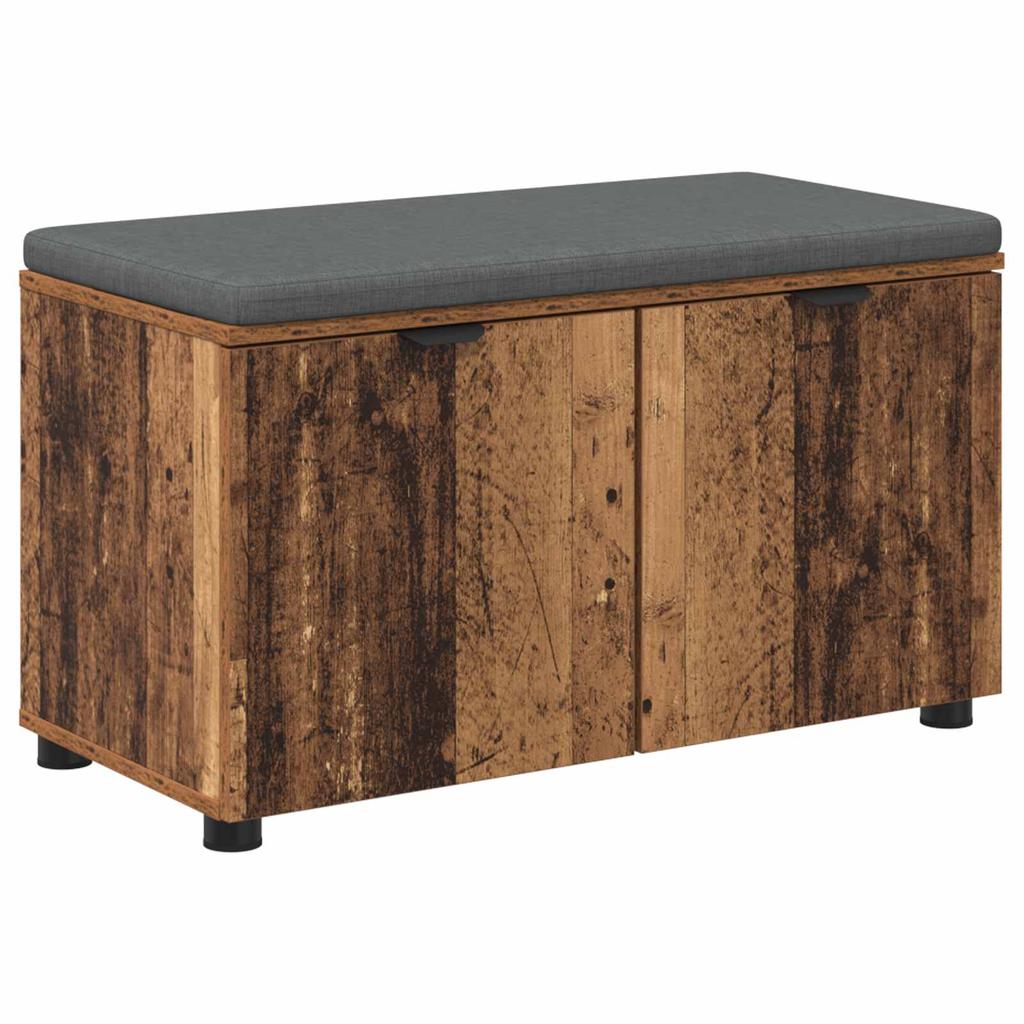 Hallway Bench with Cushion Shelf and Door Reclaimed Wood Look 80 x 38 x 46 cm