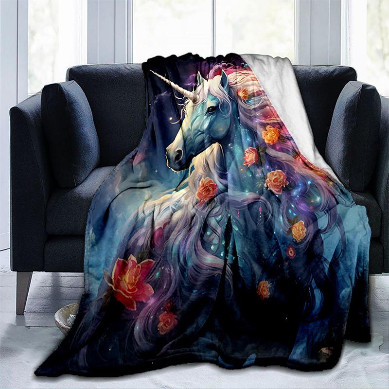 Fantasy Unicorn Fleece Blanket - Soft Flannel Throw for Sofa/Bed, Magical Cozy Gift for Girls & Dreamers, Lightweight & Warm