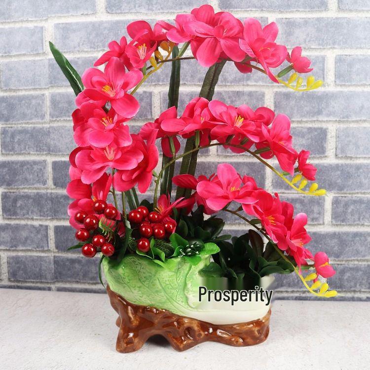 Phalaenopsis Potted Plant – Artificial Flower Arrangement for Home or Restaurant Decor
