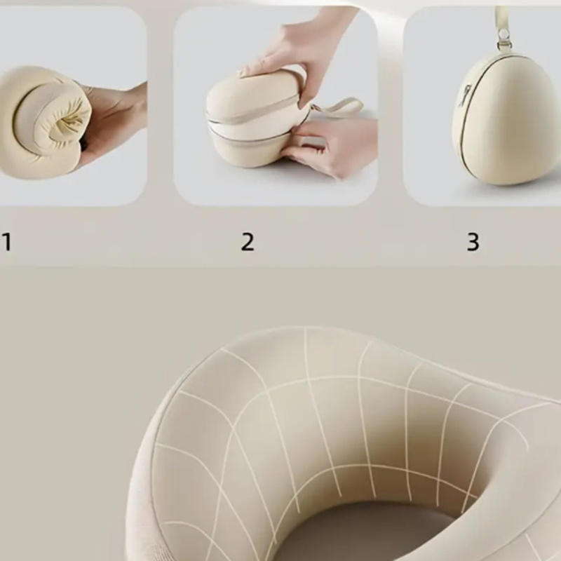 Custodia Cuscino da Viaggio a U Borsa Portaoggetti Scatola Cuscino in Memory Foam Copricuscino Cervicale da Viaggio Portatile Campeggio Borsa da Trasporto in EVA
