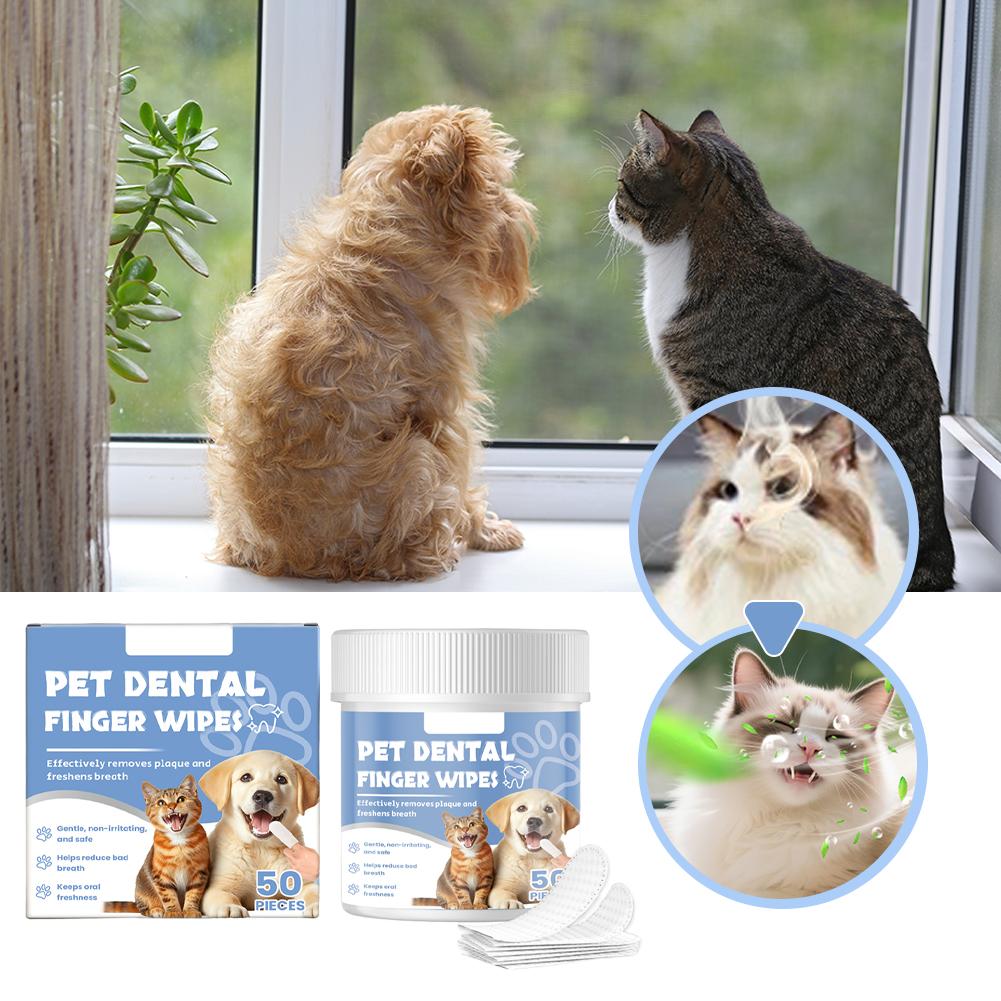 Pet Teeth Cleaning Finger Wipes Disposable Gentle Teeth Cleaning Pads Cleaning Bad Breath Remover Wipes For Outdoors