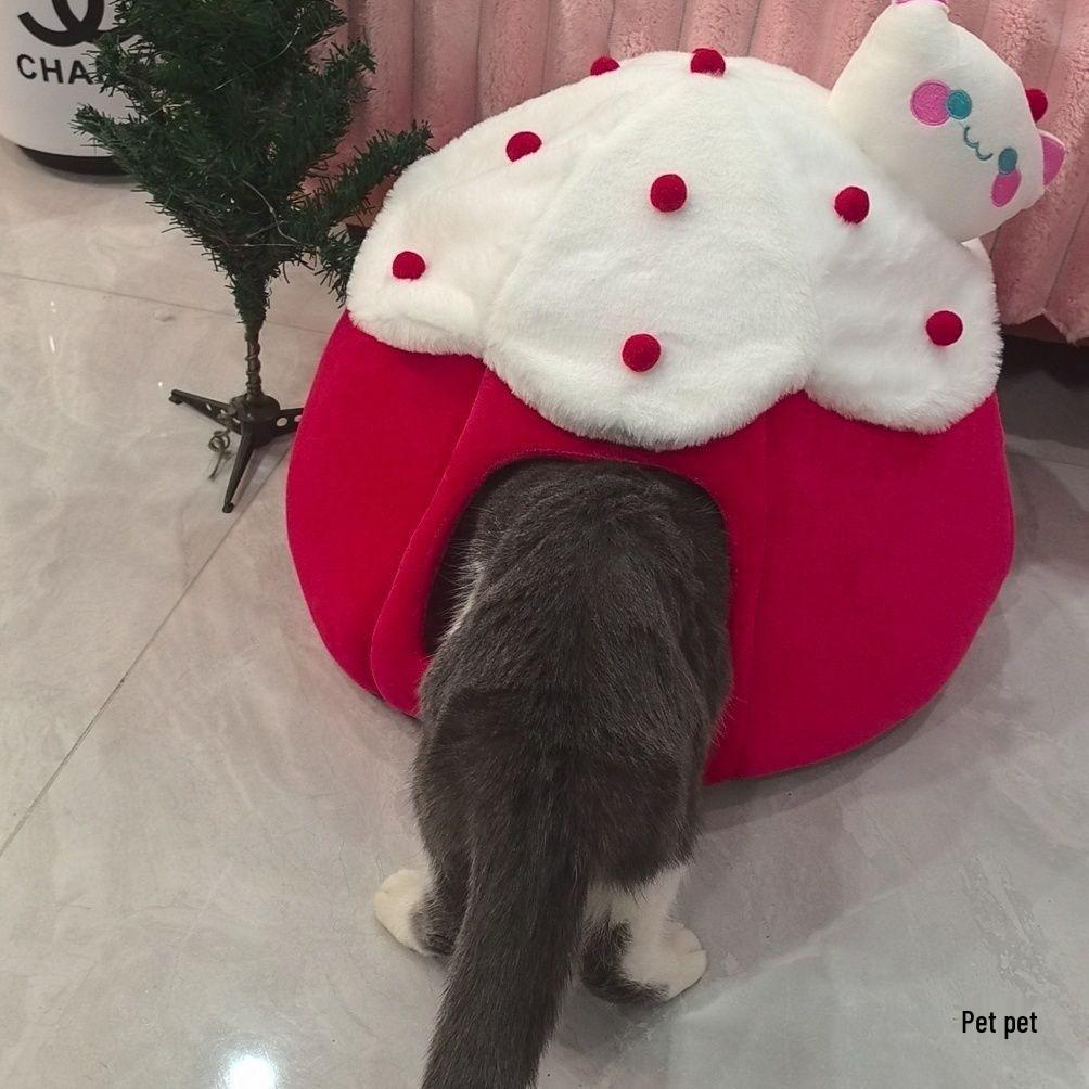 High Elastic Pumpkin Cat Bed - Cozy, Closed Design, Removable, and Washable for Winter Warmth