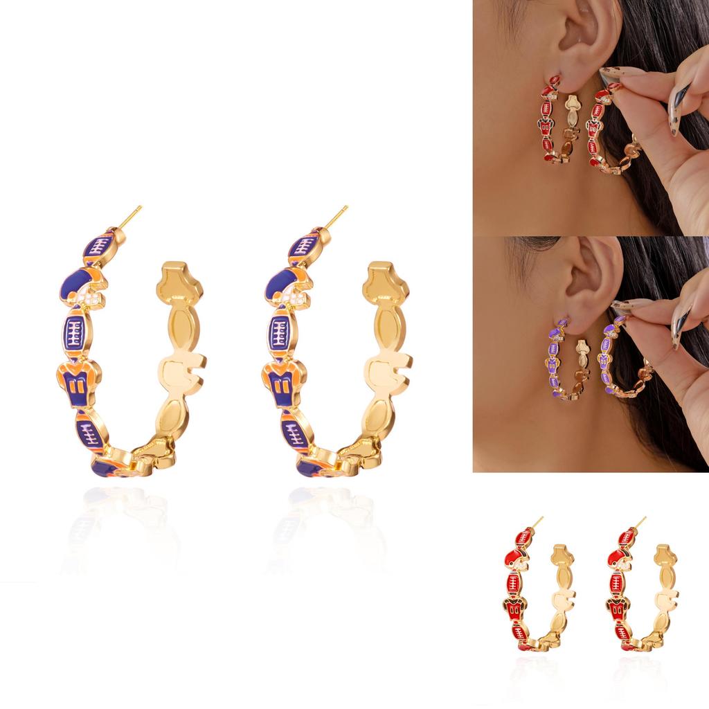 Casual Cool Unique Football Volleyball Earrings In Alloy With Electroplated Finish For Women