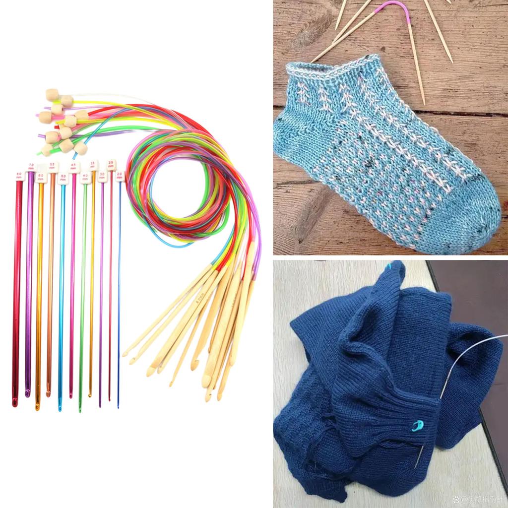 23 Pcs Tunisian Crochet Hook with Rope Afghan Crochet Hooks Set 2.0-8.0 mm Knitting Needle for Scarves Carpet Sweater