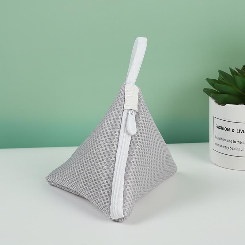 3pcs Zippered Mesh Laundry Bags Triangular Washing Machine Wash Pouch Small Socks Wash Bags Polyester Wash Pouches