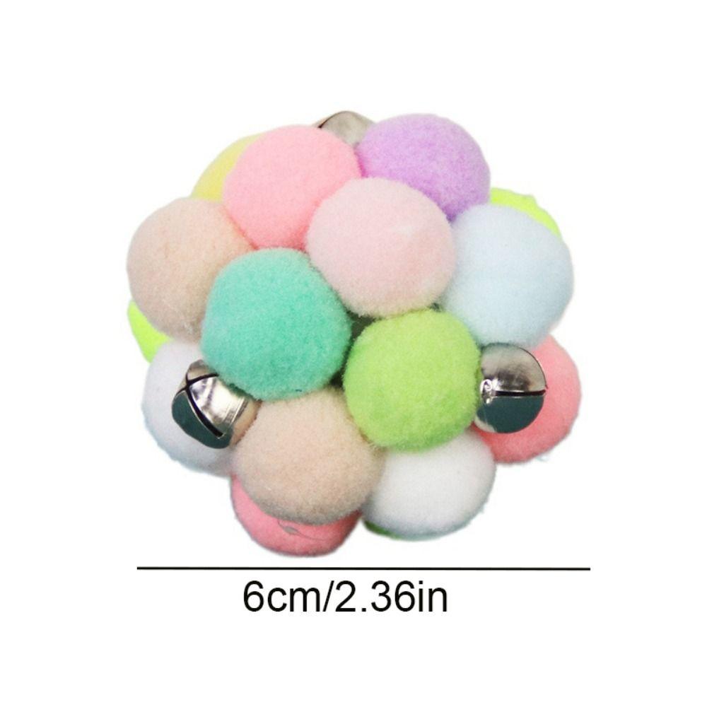 Bite Resistant Cat Catching Plush Ball with Bell Cat Plush Scratching Balls  Self Happy