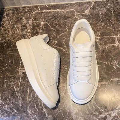 Little White Shoes Women's New Couple Leather Inner Height Increase Versatile Small Spring and Summer Thick Baseplate Shoes Men
