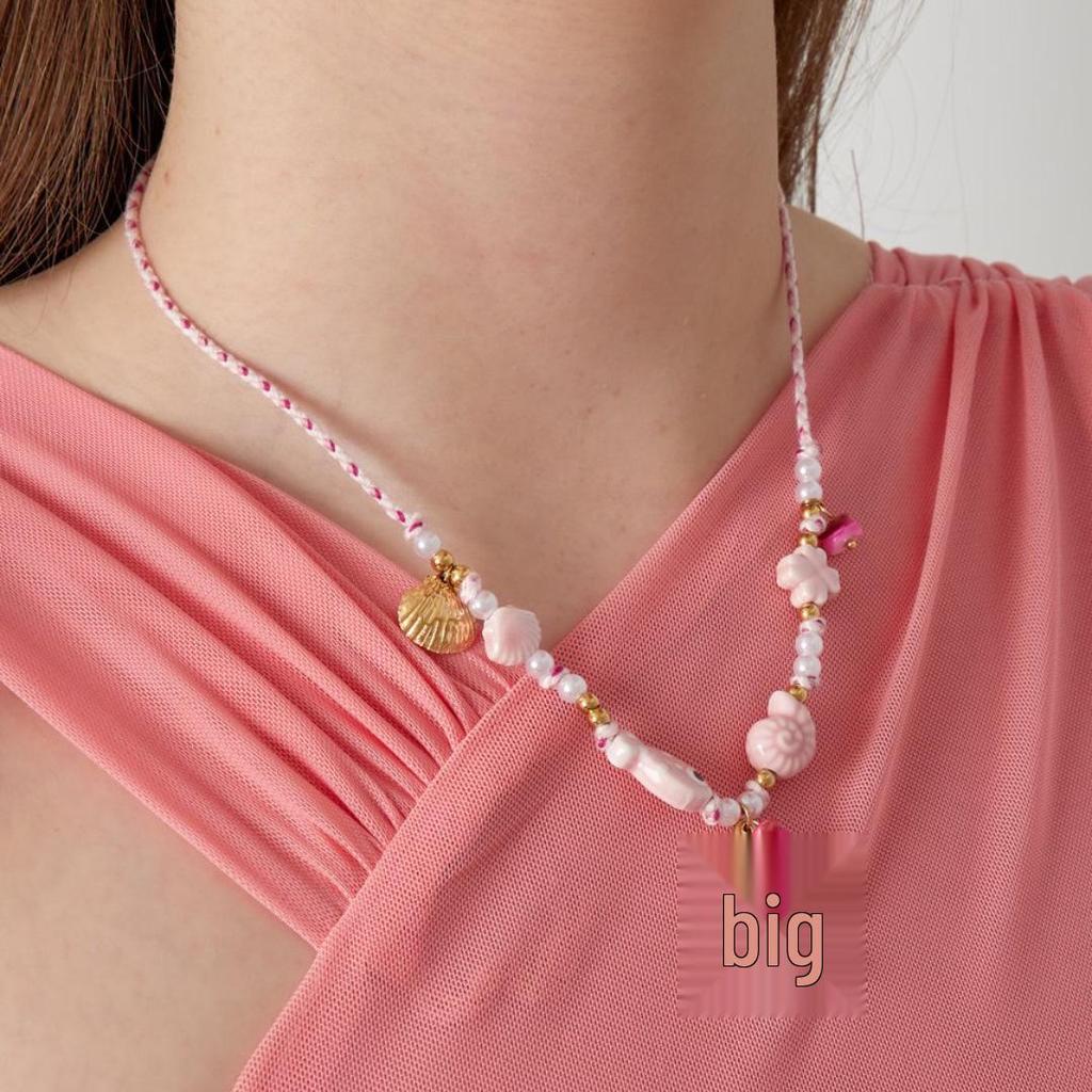 18k Gold Electroplated Clavicle Chain Necklace with Starfish and Small Fish Pendant
