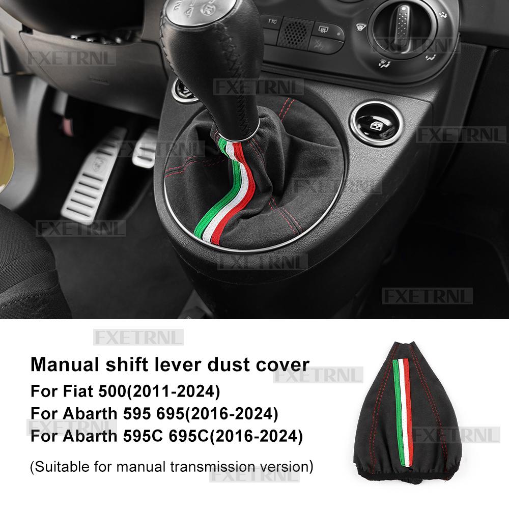 Manual Shifter Cover for Fiat 500 2011-2024 Abarth 595 695 2016 2017 2018 2019 2020 2021 2022 2023 2024 Suede Gear Shift Boot