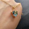 Heart-Shaped Gold Pendant Rainbow Necklace with Imitation Tourmaline - Valentine's Day Gift