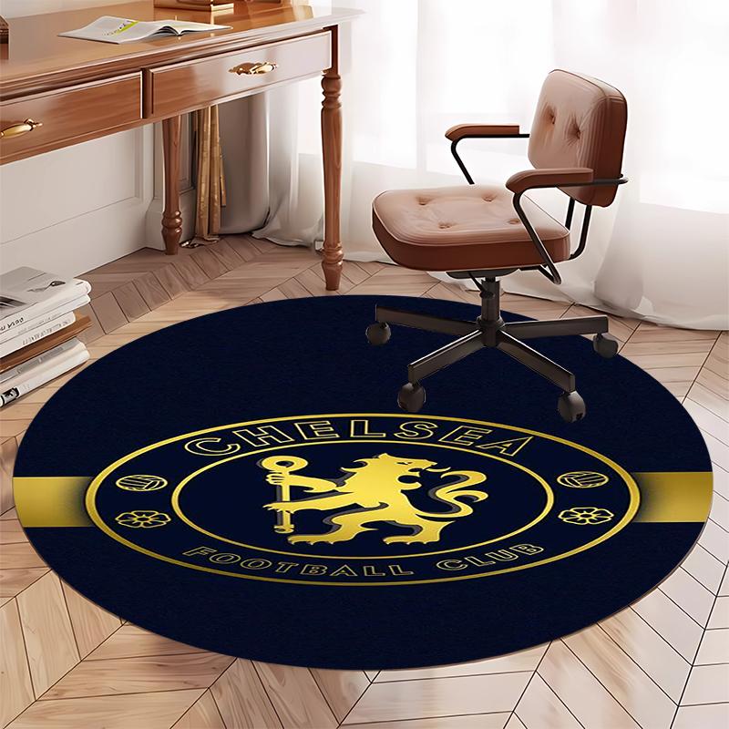 Chelsea Football Club Printed Round Rug Carpet Chair Rug Area Rug Entryway Doormats,for Office Chair Living Room Bedroom Kitchen Room.