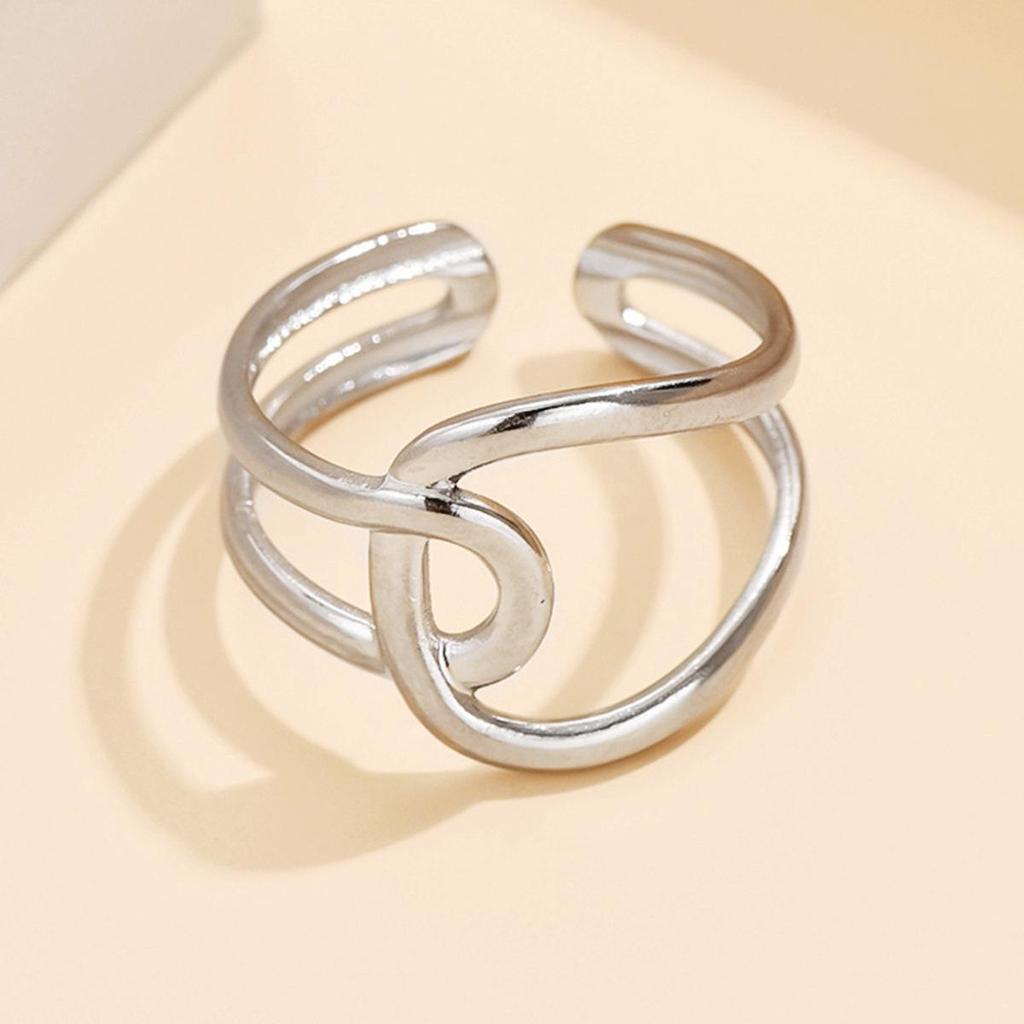 Trendy Open Stainless Steel Geometric Adjustable Women's Ring