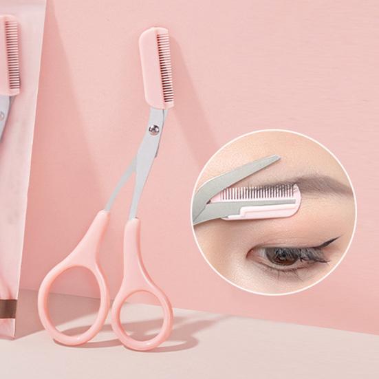 Yousheng Eyebrow Trimming Scissors with Comb Stainless Steel Non-Slip Precision Eyebrow Trimmer Men Women Brow Hair Removal Grooming Tool