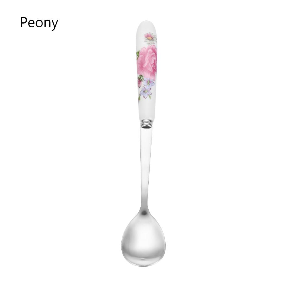 Home & Living Stainless Steel Rose Flowers Coffee Spoon TeaSpoon Kitchen & Dining Dessert Scoop