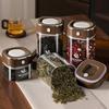 Sealed Jar, Space-Saving Design with Airtight Lids, with One-Click Vacuum Sealing Glass Container, for Tea Coffee Beans Snacks