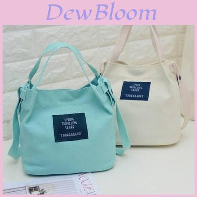 Chic Korean Style Canvas Bucket Bag Vibrant Candy Colors Small Handbag