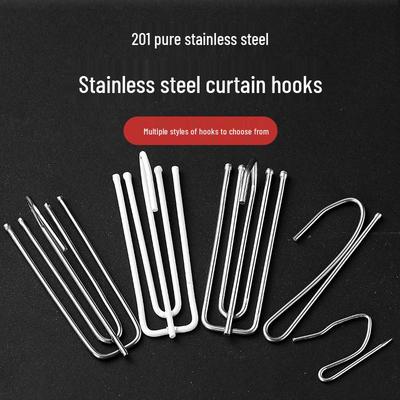 Nerezové háčky a doplňky na záclony - Čtyřzubé S-háčky, Klipy na látku, Spony a Kroužky