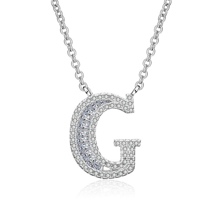 WWJ Collier élégant avec pendentif en zircone cubique brillant avec 26 lettres initiales