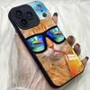 M318 Cute Cat with Sunglasses Design Angel Eyes Soft Phone Case for iPhone Samsung Galaxy Xiaomi Rdemi Huawei Honor Infinix Realme OPPO Vivo All Model