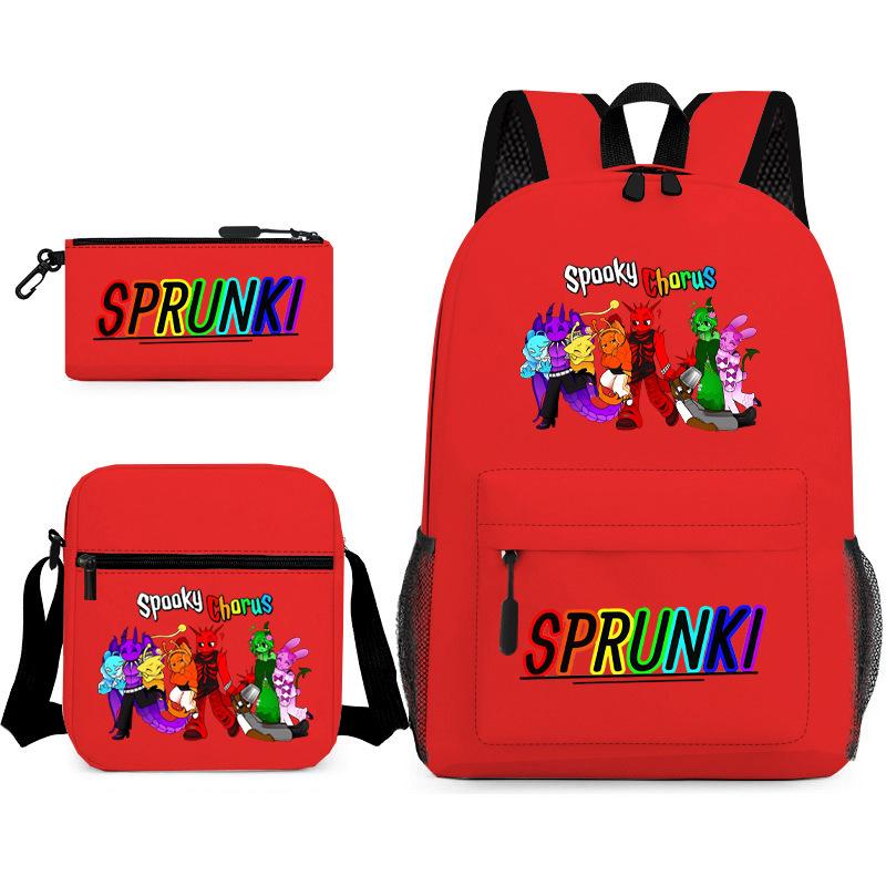 Rhythm box peripheral schoolbag sprunki cartoon starry sky backpack 3-piece set